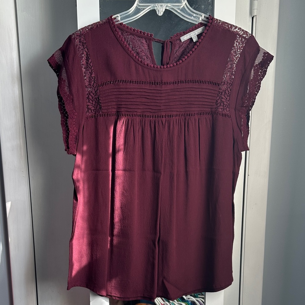Daniel Rainn Deep Burgundy Lace Blouse